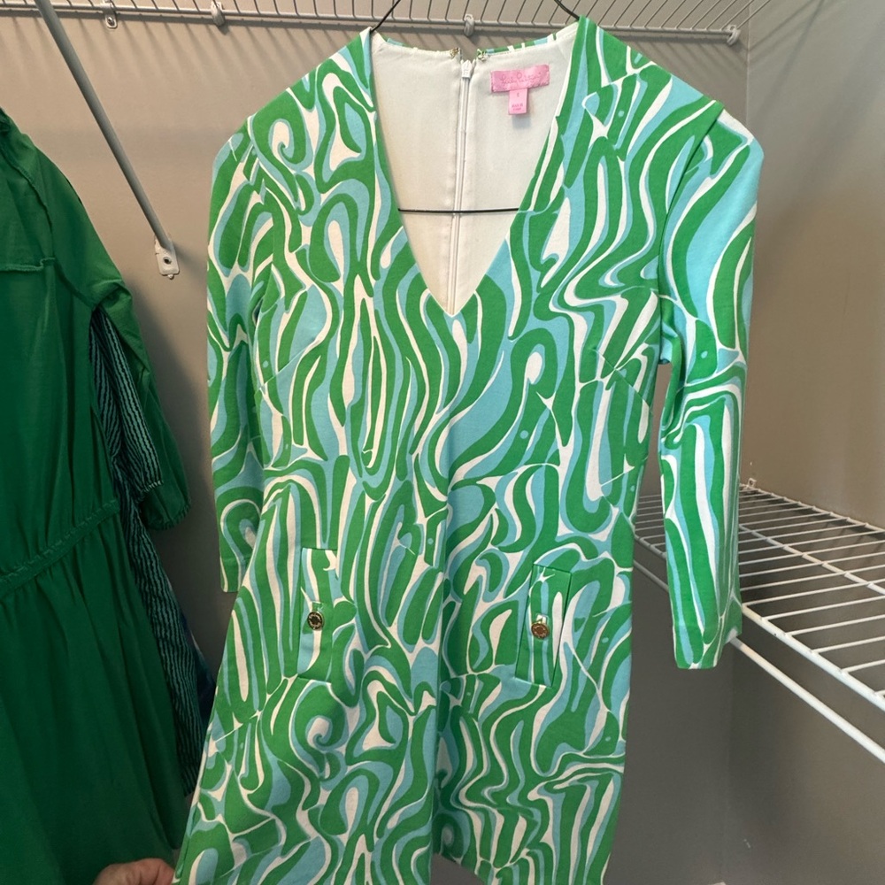 Lilly Pulitzer Green and Blue Swirl Mini Dress